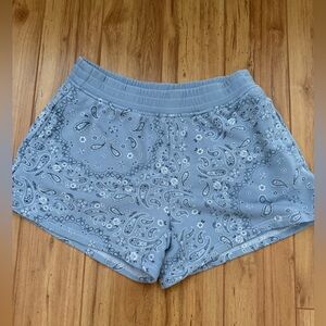 Aerie Blue Paisley Cotton Shorts